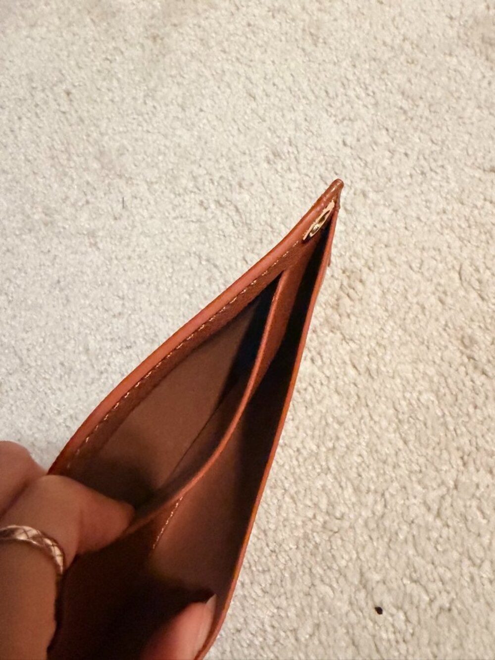 Tan Leather Phone Pouch Panel — DIY Crossbody Bag Piece, Gold Grommets
